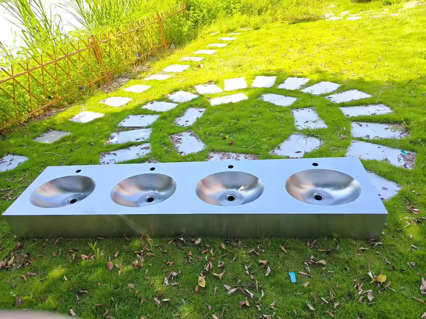 Outdoor stainless steel restroom fixture for public projects