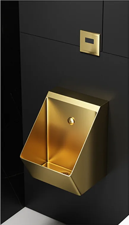 A stainless steel urinal designed for commercial bathroom, hospitality and public sanitary projects.
