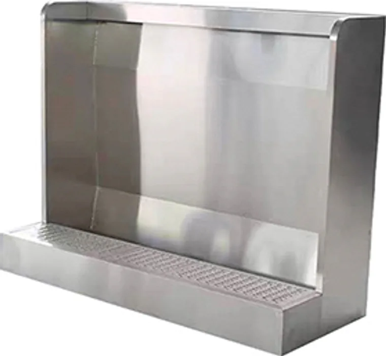 A stainless steel customized urinal designed for commercial bathroom, hospitality and public sanitary projects.