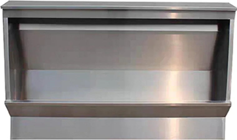 A stainless steel customized urinal designed for commercial bathroom, hospitality and public sanitary projects.