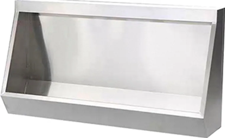 A stainless steel customized urinal designed for commercial bathroom, hospitality and public sanitary projects.