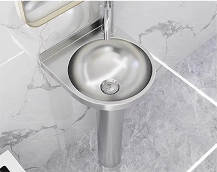 A stainless steel hanging basin designed for commercial bathroom, hospitality and public sanitary projects.