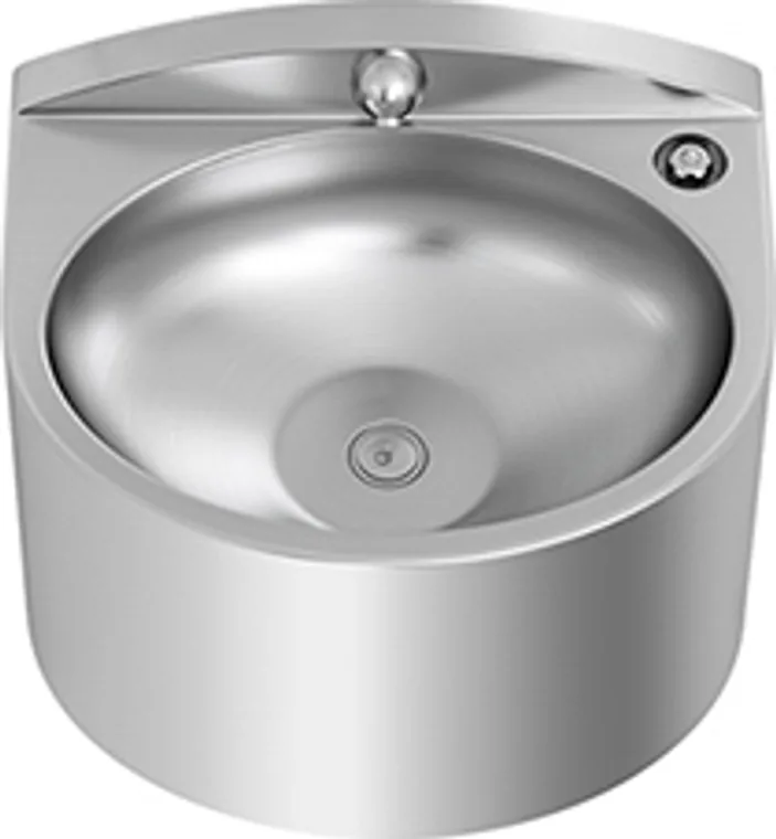 A stainless steel hanging basin designed for commercial bathroom, hospitality and public sanitary projects.