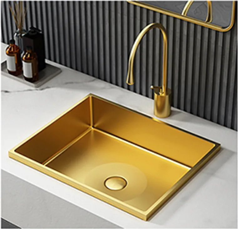 A stainless steel counter basin designed for commercial bathroom, hospitality and public sanitary projects.