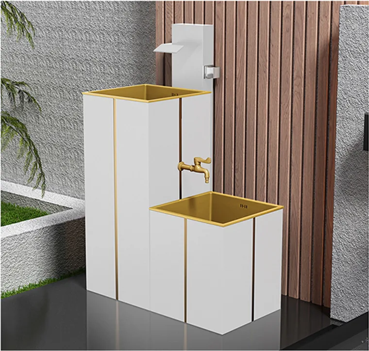 A stainless steel outdoor series designed for commercial bathroom, hospitality and public sanitary projects.