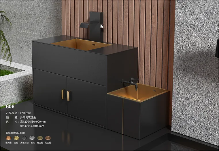 A stainless steel outdoor series designed for commercial bathroom, hospitality and public sanitary projects.