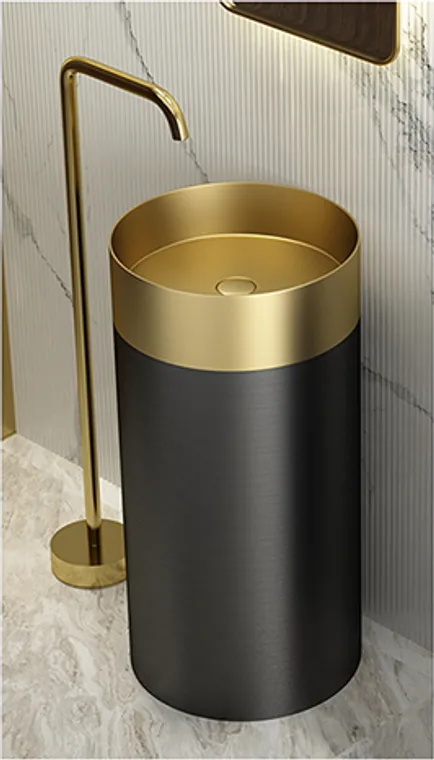 A stainless steel pedestal basin designed for commercial bathroom, hospitality and public sanitary projects.