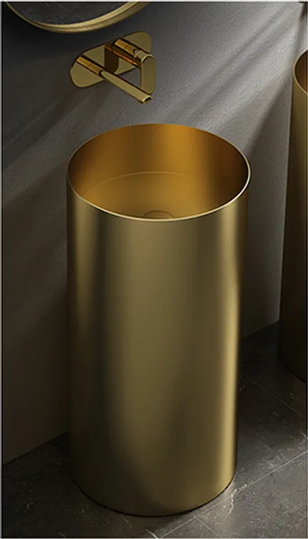 A stainless steel pedestal basin designed for commercial bathroom, hospitality and public sanitary projects.