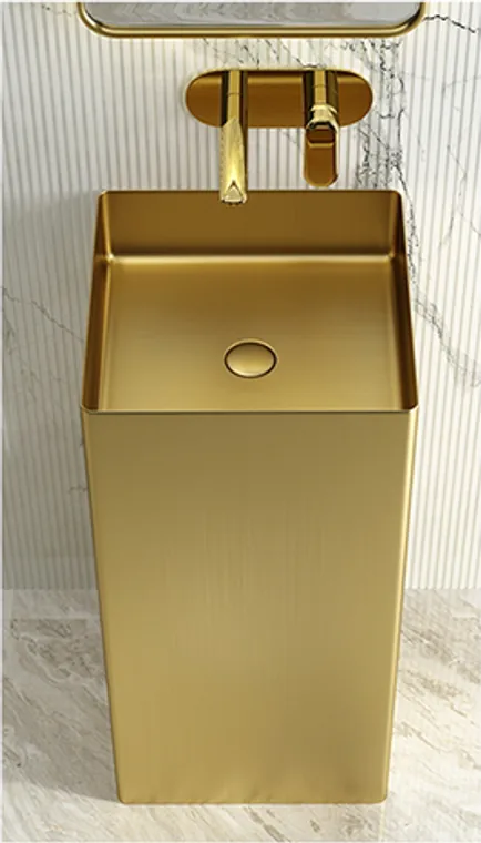 A stainless steel pedestal basin designed for commercial bathroom, hospitality and public sanitary projects.