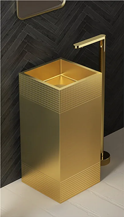 A stainless steel pedestal basin designed for commercial bathroom, hospitality and public sanitary projects.