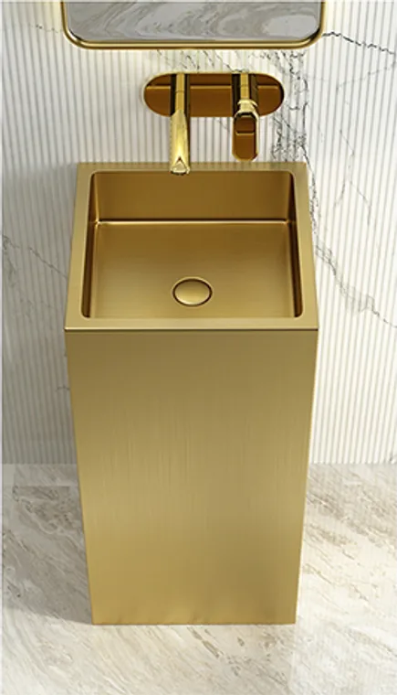 A stainless steel pedestal basin designed for commercial bathroom, hospitality and public sanitary projects.