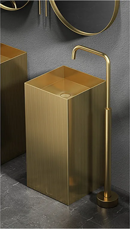 A stainless steel pedestal basin designed for commercial bathroom, hospitality and public sanitary projects.