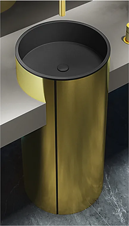 A stainless steel pedestal basin designed for commercial bathroom, hospitality and public sanitary projects.