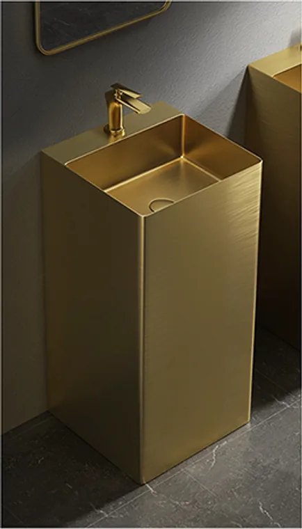 A stainless steel pedestal basin designed for commercial bathroom, hospitality and public sanitary projects.