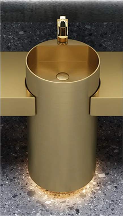A stainless steel pedestal basin designed for commercial bathroom, hospitality and public sanitary projects.