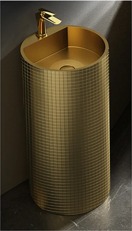 A stainless steel pedestal basin designed for commercial bathroom, hospitality and public sanitary projects.