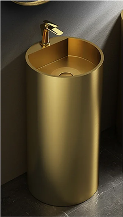 A stainless steel pedestal basin designed for commercial bathroom, hospitality and public sanitary projects.