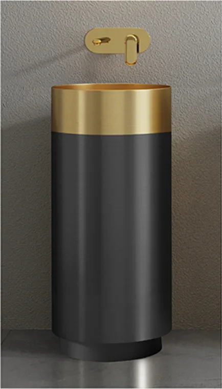 A stainless steel pedestal basin designed for commercial bathroom, hospitality and public sanitary projects.