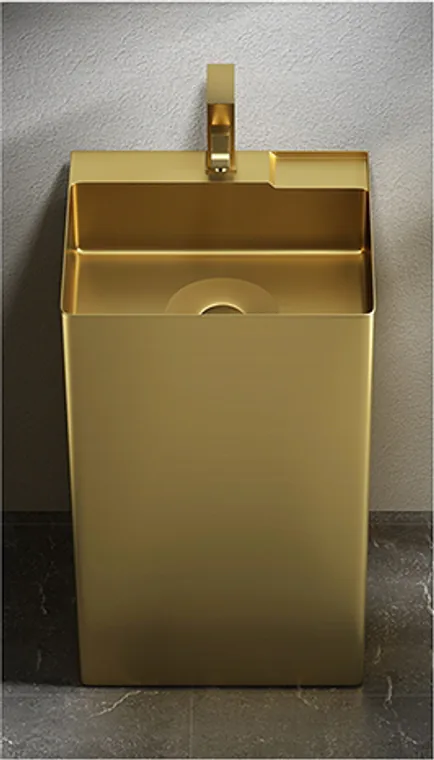 A stainless steel pedestal basin designed for commercial bathroom, hospitality and public sanitary projects.