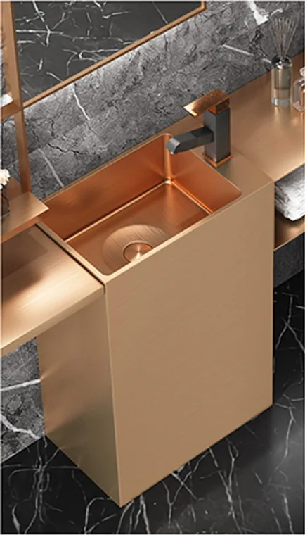 A stainless steel pedestal basin designed for commercial bathroom, hospitality and public sanitary projects.