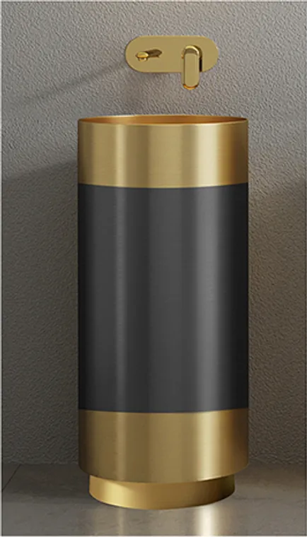 A stainless steel pedestal basin designed for commercial bathroom, hospitality and public sanitary projects.