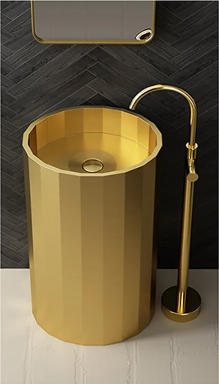 A stainless steel pedestal basin designed for commercial bathroom, hospitality and public sanitary projects.