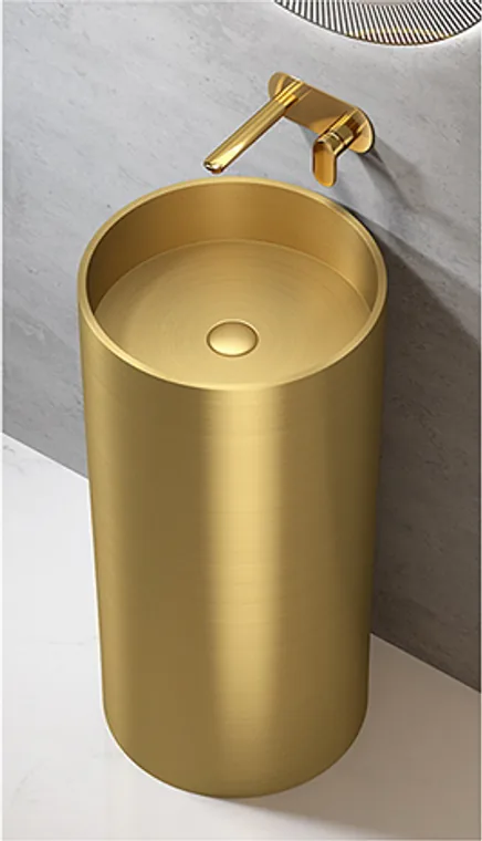 A stainless steel pedestal basin designed for commercial bathroom, hospitality and public sanitary projects.