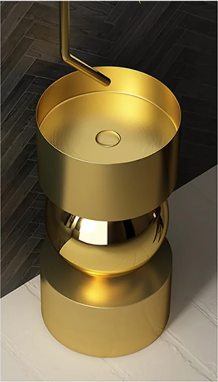 A stainless steel pedestal basin designed for commercial bathroom, hospitality and public sanitary projects.