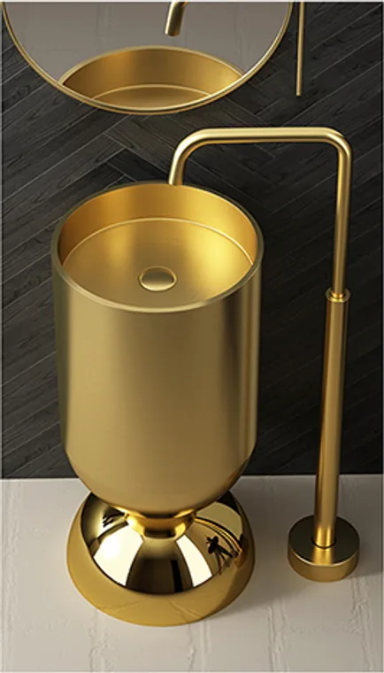 A stainless steel pedestal basin designed for commercial bathroom, hospitality and public sanitary projects.