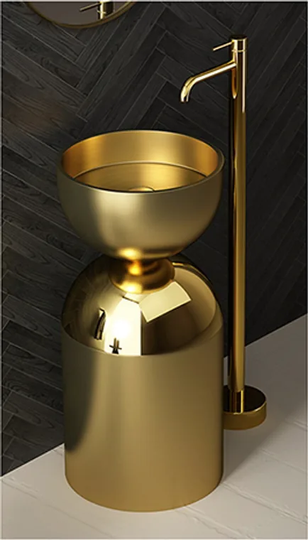 A stainless steel pedestal basin designed for commercial bathroom, hospitality and public sanitary projects.