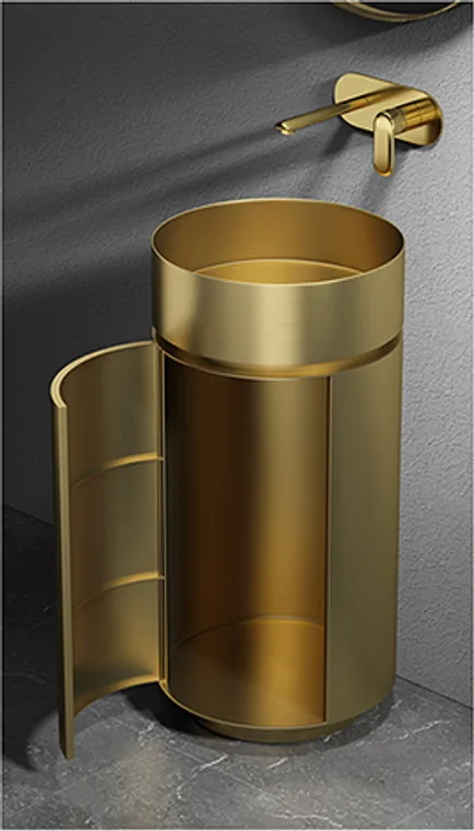 A stainless steel pedestal basin designed for commercial bathroom, hospitality and public sanitary projects.
