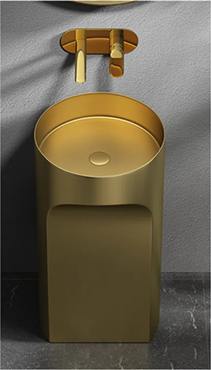 A stainless steel pedestal basin designed for commercial bathroom, hospitality and public sanitary projects.