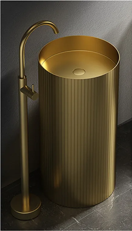 A stainless steel pedestal basin designed for commercial bathroom, hospitality and public sanitary projects.