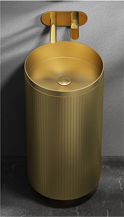 A stainless steel pedestal basin designed for commercial bathroom, hospitality and public sanitary projects.