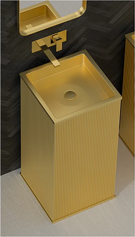 A stainless steel pedestal basin designed for commercial bathroom, hospitality and public sanitary projects.