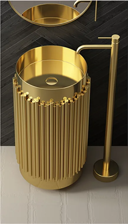 A stainless steel pedestal basin designed for commercial bathroom, hospitality and public sanitary projects.