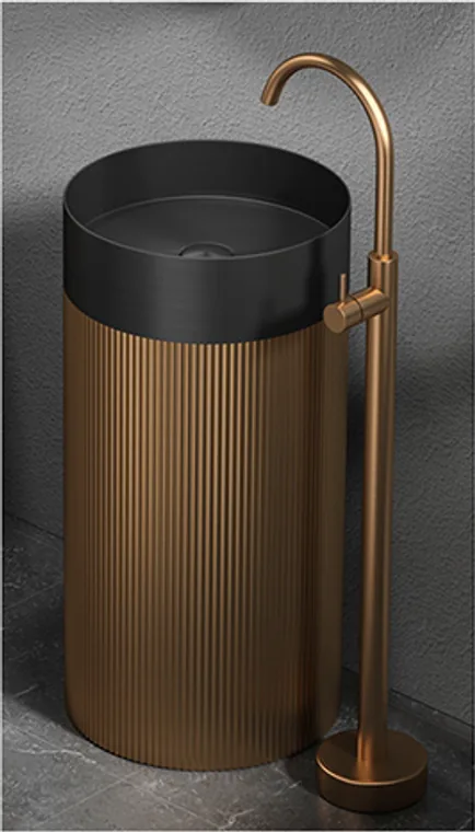 A stainless steel pedestal basin designed for commercial bathroom, hospitality and public sanitary projects.