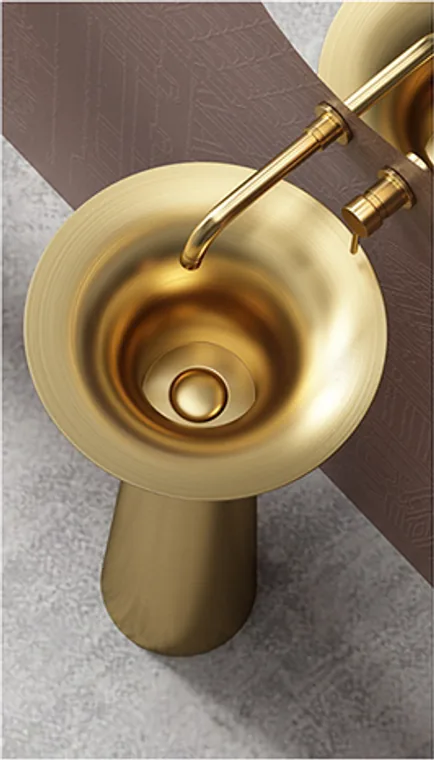 A stainless steel pedestal basin designed for commercial bathroom, hospitality and public sanitary projects.