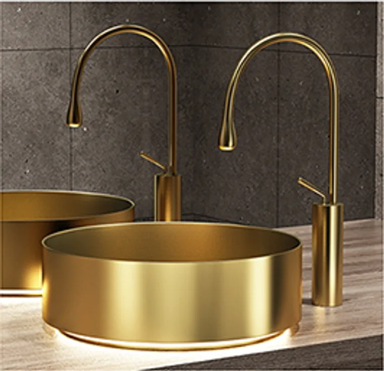 A stainless steel countertop basin designed for commercial bathroom, hospitality and public sanitary projects.