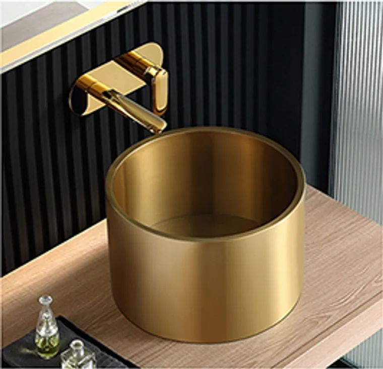 A stainless steel countertop basin designed for commercial bathroom, hospitality and public sanitary projects.