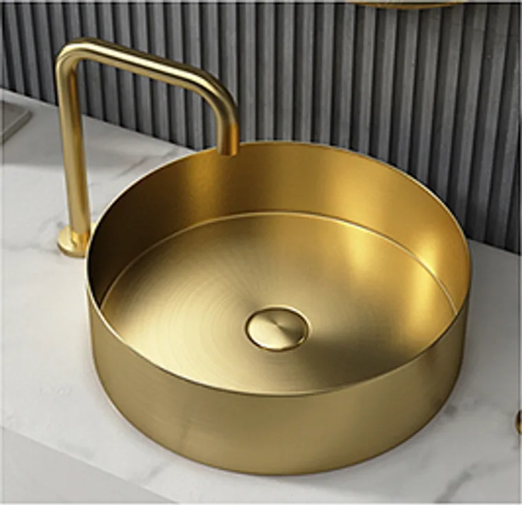 A stainless steel countertop basin designed for commercial bathroom, hospitality and public sanitary projects.