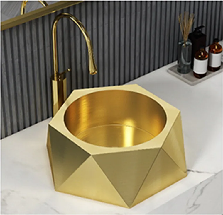 A stainless steel countertop basin designed for commercial bathroom, hospitality and public sanitary projects.