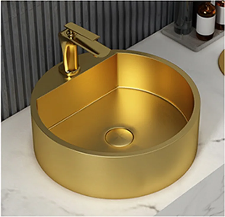 A stainless steel countertop basin designed for commercial bathroom, hospitality and public sanitary projects.
