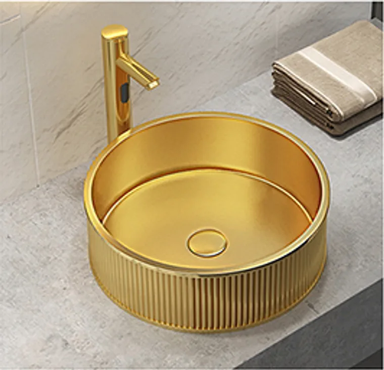 A stainless steel countertop basin designed for commercial bathroom, hospitality and public sanitary projects.
