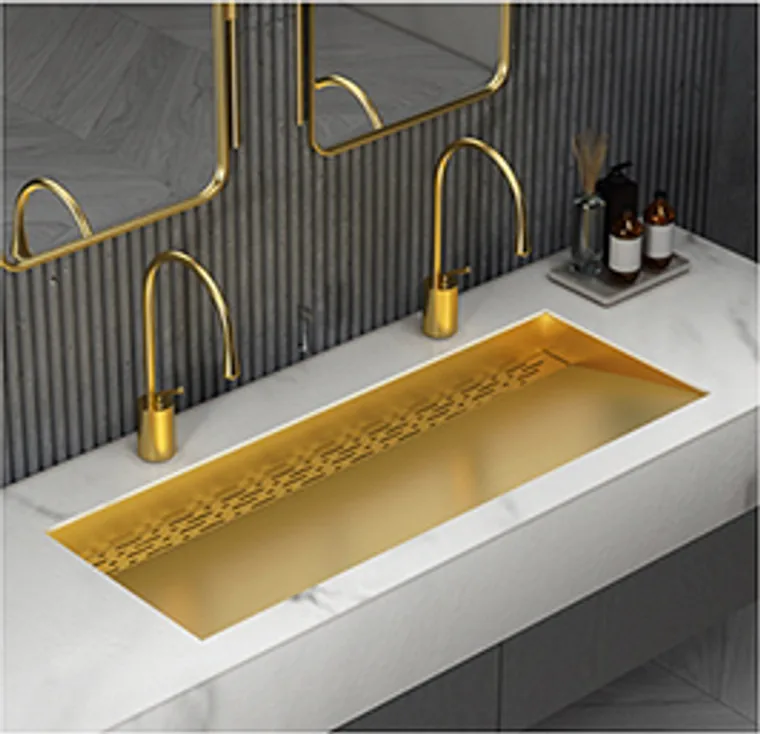 A stainless steel counter basin designed for commercial bathroom, hospitality and public sanitary projects.