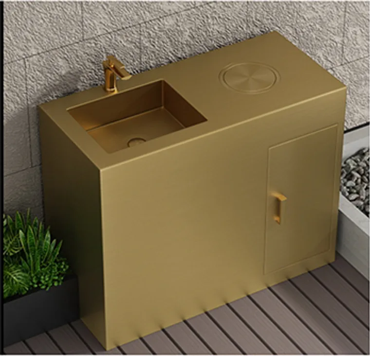 A stainless steel customized pedestal basin designed for commercial bathroom, hospitality and public sanitary projects.