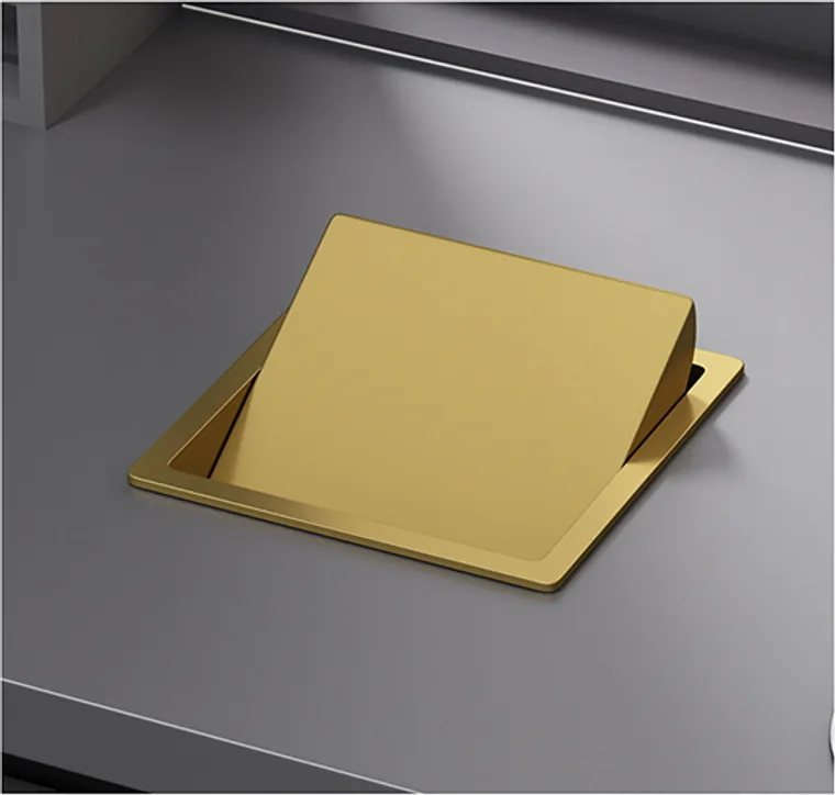 A stainless steel trash can designed for commercial bathroom, hospitality and public sanitary projects.