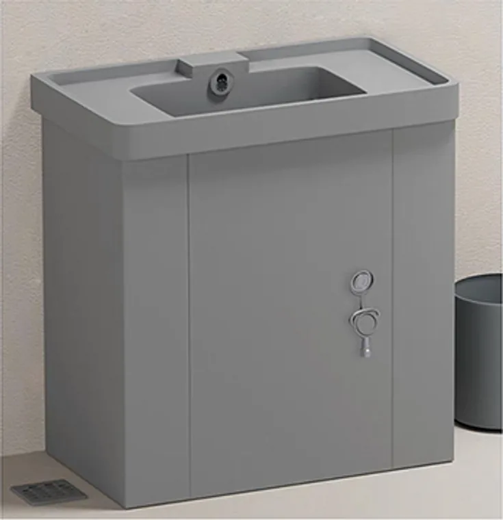 A stainless steel prison hardware designed for commercial bathroom, hospitality and public sanitary projects.
