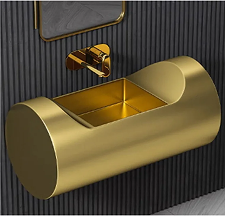 A stainless steel customized pedestal basin designed for commercial bathroom, hospitality and public sanitary projects.
